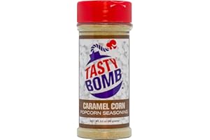 Flavorful Caramel Corn Popcorn Seasoning also available in a Variety of mouth watering flavors. Gluten-Free, Keto friendly Snack for Movie Nights as well as vegetables, chips, chicken wings or salad. Only the best from Tasty Bomb (Caramel Corn)