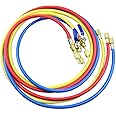 3Pack 29986 Plus II 1/4" Hose with Compact Ball Valve 72" Fit for R-410A Refrigerant Charging Hose Set