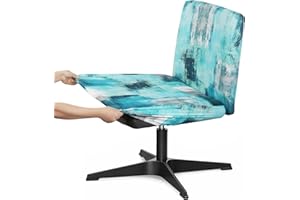 Liykimt Armless Criss Cross Office Desk Chair Cover Slipcover Accent Wide Seat Cover Swivel Task Vanity Slipper Mid Back Chair Computer Protector Stretchable Removable Without Arms (Turquoise)