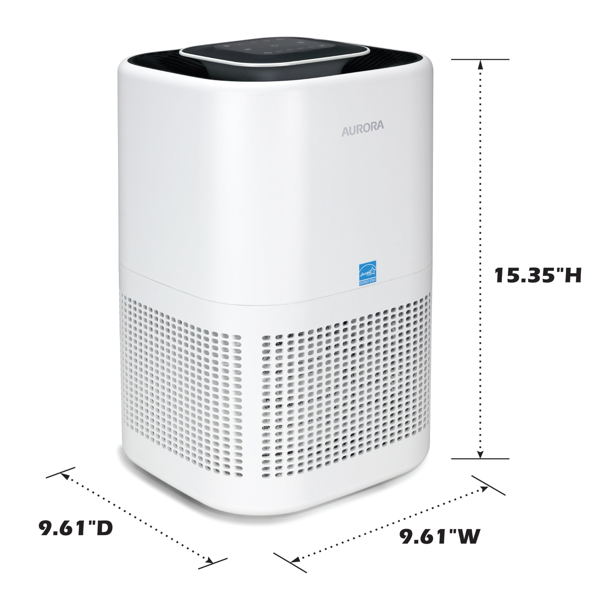 Aurora AR100W Air Purifier for Mold, Smoke, Dust, Odors, Pollen, Allergens, and Germs with 3-Stage Purification, Covers Up to 1,100 ft², Energy Star certified, White