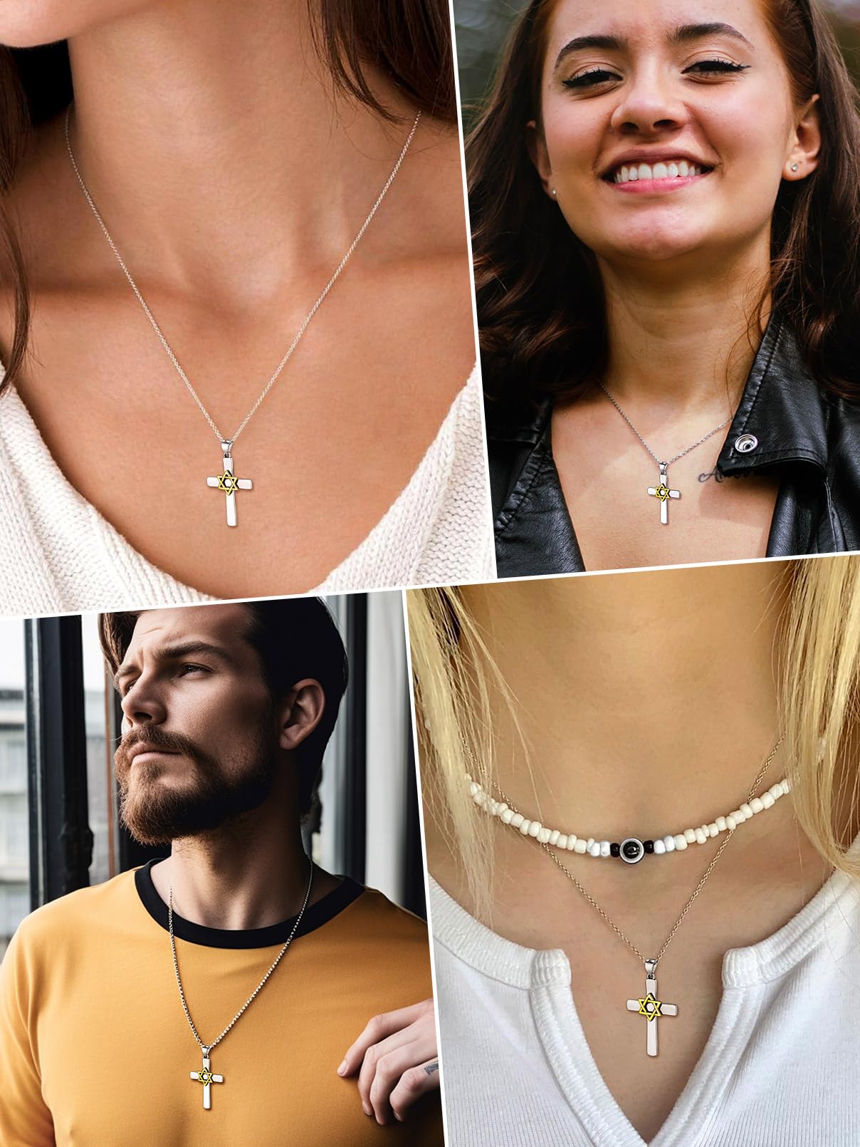 FaithHeart 925 Sterling Silver Necklace for Women, Celtic Knot/Star of David/Opal Pendant Necklaces with Rolo Chain Dainty Amulet Jewelry Gifts for Women