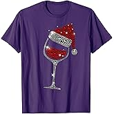 Glass of Red Wine Santa Hat Christmas for Men Women Family T-Shirt