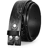 JASGOOD Men's Western Leather Belt Strap without Buckle Cowboy Belt for Jeans Pants Embossed Western Belt 1.5'' Wide