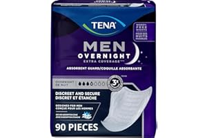 TENA Men Incontinence, Discrete Disposable, Guards, Comfortable Fit, Overnight Protection, Universal Fit, 90 Count