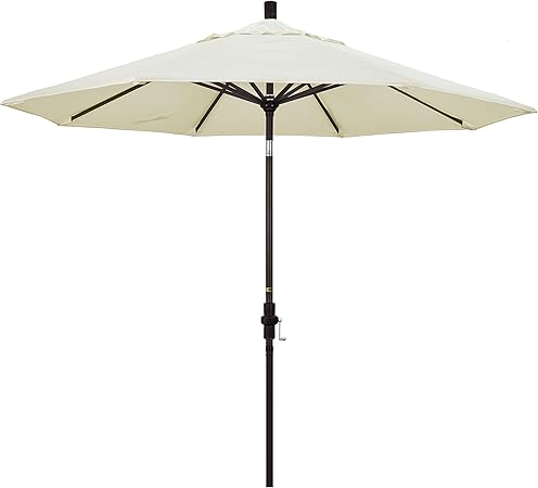 Amazon Com California Umbrella 9 Round Aluminum Market Umbrella Crank Lift Collar Tilt Bronze Pole Sunbrella Canvas Patio Umbrellas Garden Outdoor