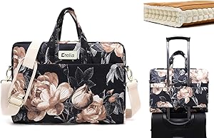 EZrelia Beige Big Rose Pattern 15 inch Waterproof Laptop Shoulder Messenger Bag Case With Rebound Bubble Protection for 14 inch-15.6 inch laptop 15 Case Bag