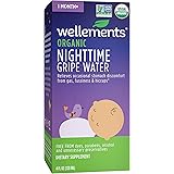 Wellements Organic Nighttime Gripe Water, 4 Fl Oz, Eases Baby's Stomach Discomfort, Free from Dyes, Parabens, Preservatives