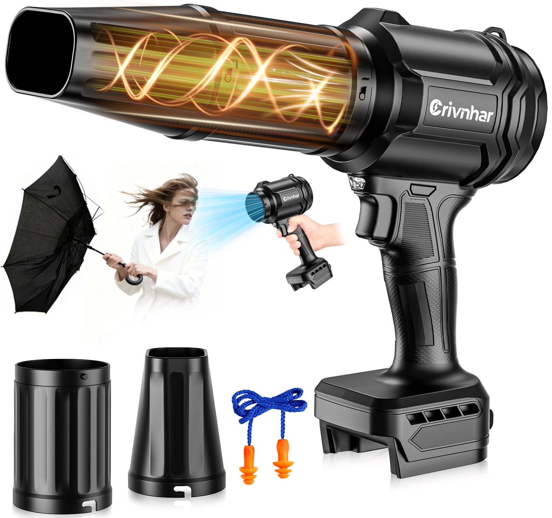 Photo 1 of **NON FUNCTIONAL** Cordless Leaf Blower for Milwaukee 18V Batteries(Tool Only), Handheld Spring Garden Blowers with LED Light & 2 Nozzles, Variable Speed Turbo Blower for Leaves, Dust, Driveway, Patio, Lawn, Deck