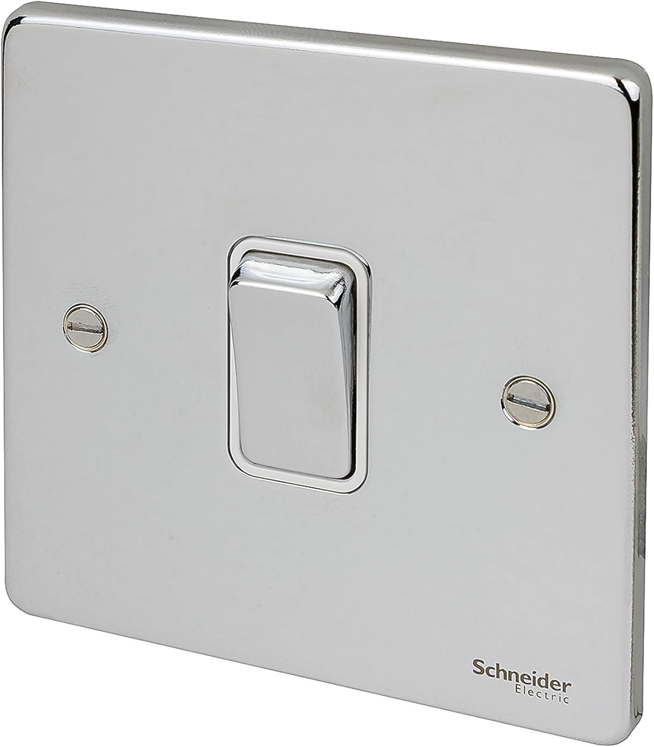 Schneider Electric GU1514WPC Ultimate Low Profile Polished Chrome White Insert 1 Gang Intermediate 16AX Plate Switch - Image 3