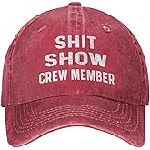 POLIFARMER Shit Show Crew Member Cap for Men Baseball Hat with Design Hat Red