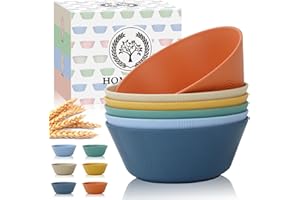 Homienly Wheat Straw Bowl Sets of 6-36oz Cereal Bowls with Textured Design,Microwave and Dishwasher Safe Bowls,Soup Bowl Sets Alternative for Plastic Bowls for Serving Soup,Salad - Multi