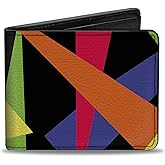 Buckle-Down Men's Standard Wallet, Bifold, Spotlight Black Multi Neon, Vegan Leather, 4.0" x 3.5"