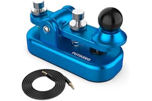 PUTIKEEG Mini CW Key Automatic Morse, Radio HAM Send Telegram Double Paddle Morse Code Key with Aluminum Alloy Body Base Blue2(S)