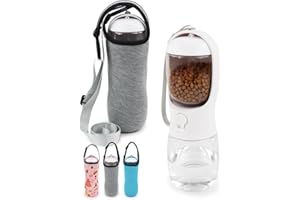 Wisedog Portable Dog Water Bottle: Large-Capacity 2 in 1 Pet Travel Water Bottle, Easy to Use, Suitable for Puppy, Cat and Rabbit Outdoor Walking, Hiking, Traveling, Camping (10oz+White)