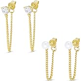 Amazon Essentials Plated Front To Back Cubic Zirconia Drop Earring Set