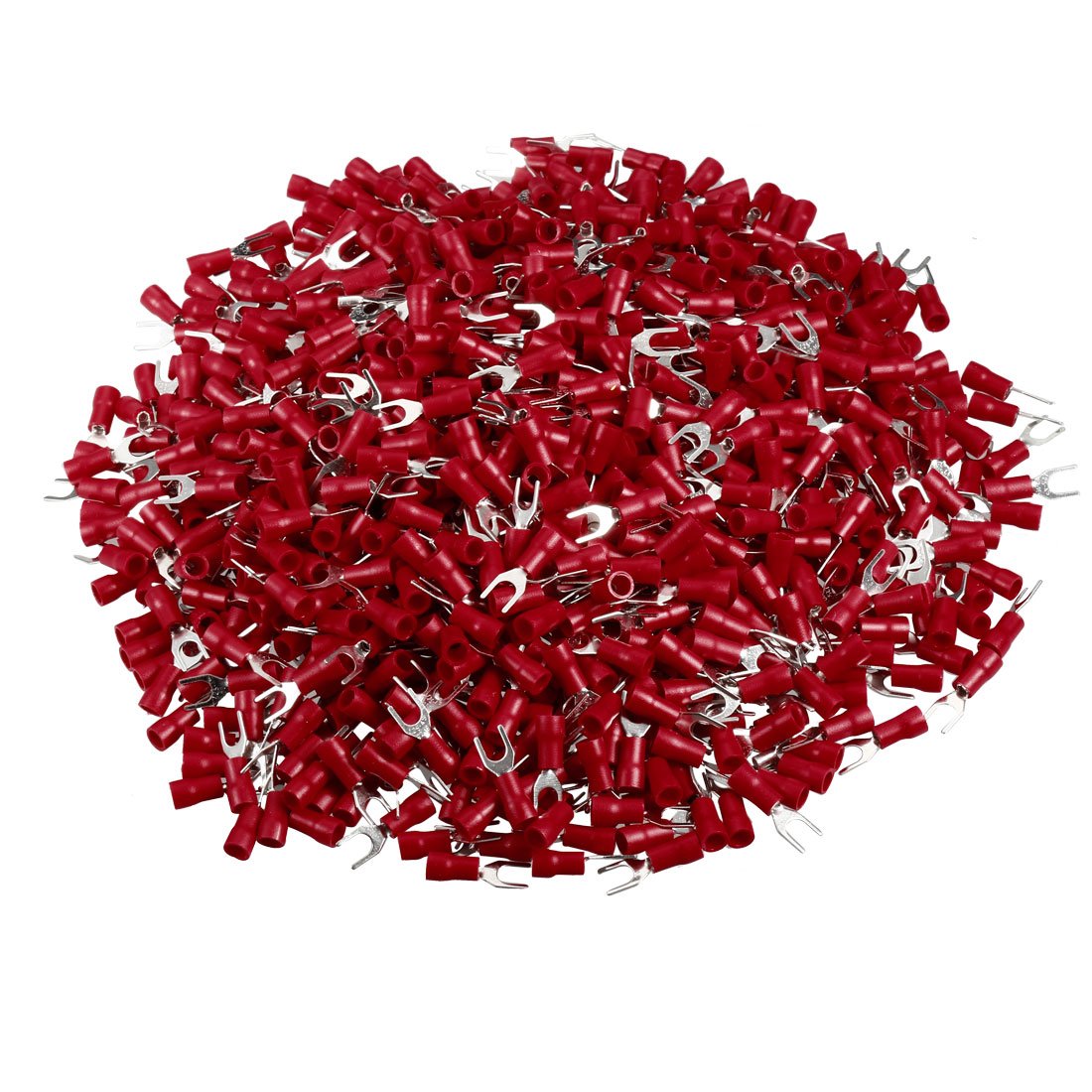 sourcingmap 1000PCS SV1.25-4S Insulated Fork Spade Wire Connector Electrical Crimp Terminal for 22-16AWG