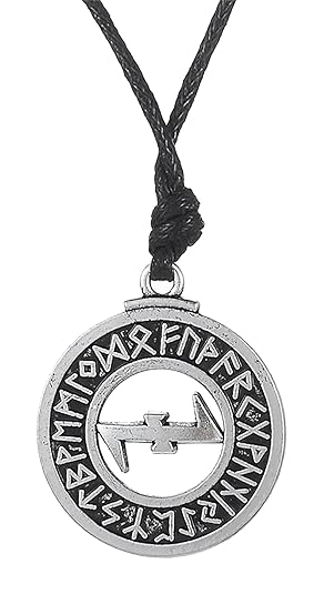 Dawapara Pagan Wolfangle Schutz-Symbol Elder Futhark Runen Anhänger Halskette Wikinger Schmuck