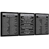 Motivational Wall Art 40 Reasons to Workout 3 Pieces Painting Canvas Print Office Decor Poster Millionaire Mindset Framed Inspirational Quotes Wall Art Decoration Ready to Hang[36''Wx 16''H]