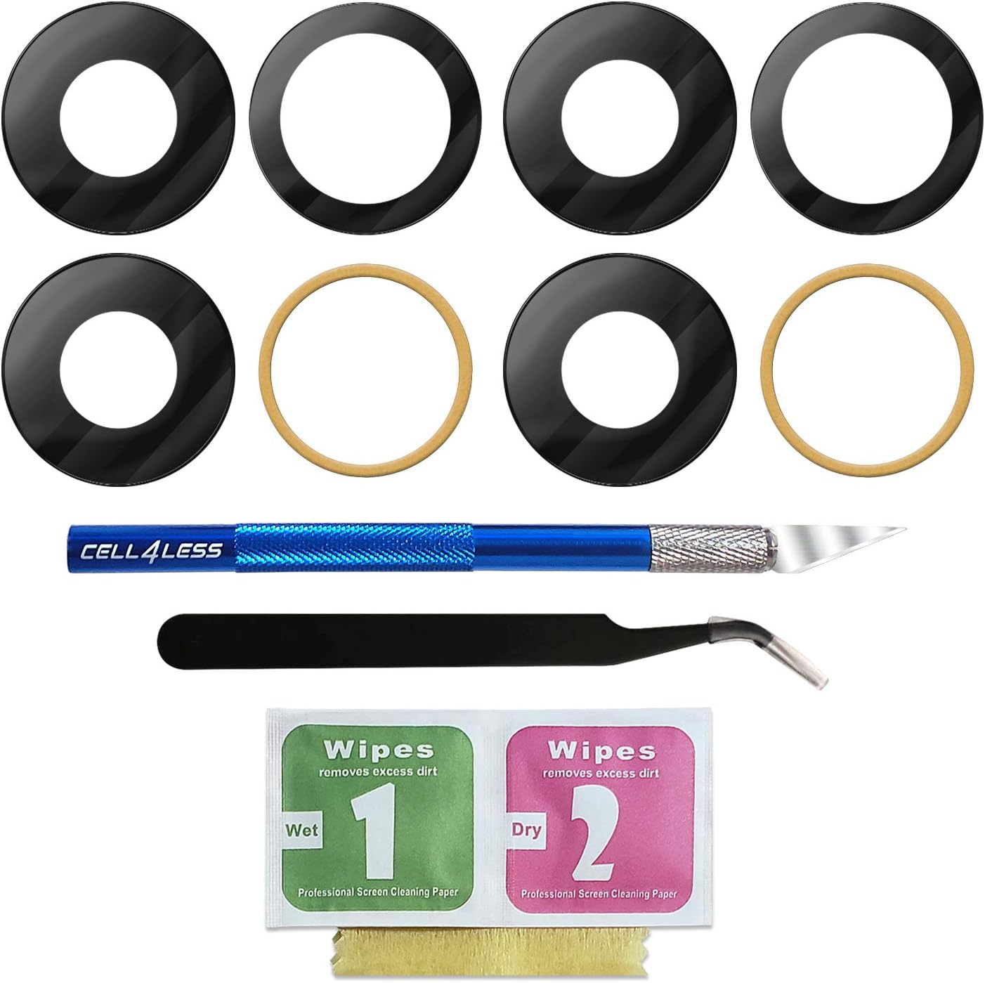 Cell4less Replacement Camera Glass Kit for iPhone Models w/Removal Tools & Adhesives (2 Pack) OEM Quality HD Crystal Clear Glass DIY Kit - Fits All Carriers (iPhone 12 Pro max)