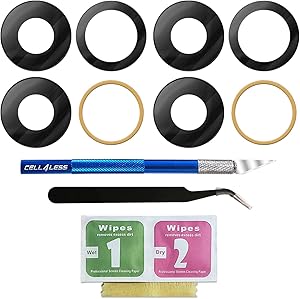Cell4less Replacement Camera Glass Kit for iPhone Models w/Removal Tools & Adhesives (2 Pack) OEM Quality HD Crystal Clear Glass DIY Kit - Fits All Carriers (iPhone 12 Pro max)