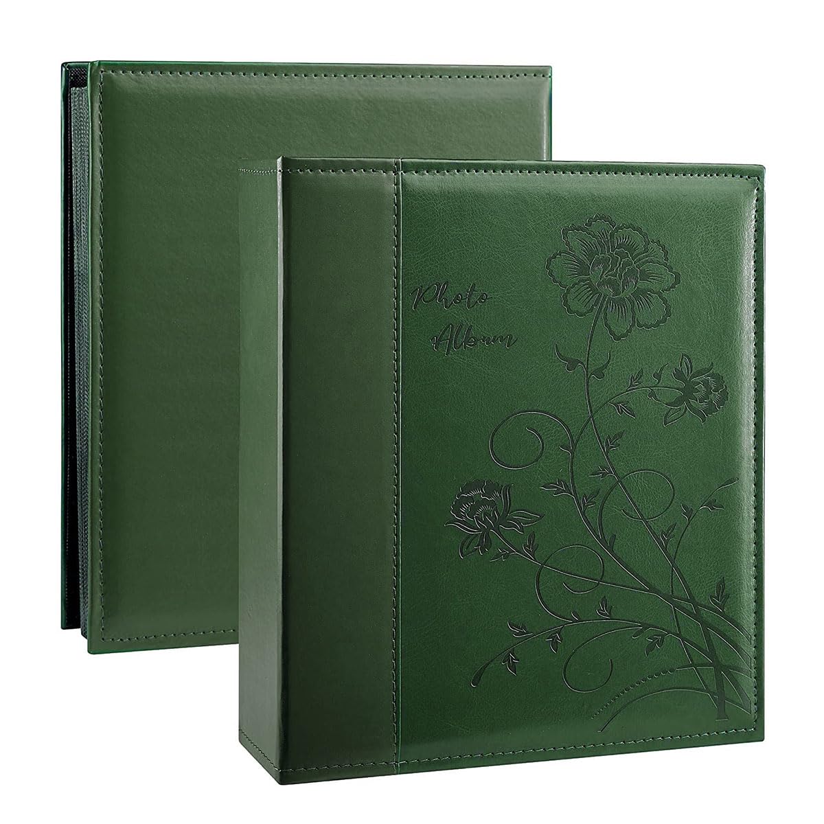Miaikoe Photo Album 6x4 400 Photos Slip in, Extra Large Capacity Leather Cover Wedding Family Picture Albums Holds 400 Vertical 10x15cm Landscape Photos(Dark Green)