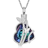 shajwo Butterfly Heart Urn Necklaces Cremation Jewelry for Ashes for Women Men Memorial Human Ashes Pendant