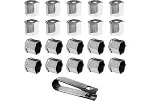 Augeny 20 PCS Wheel Nut Covers Bolt Caps, 19mm Wheel Lug Bolt Covers Caps with Removal Tool, Auto Hub Screw Bolt Head Tire Protector, Universal Vehicle Exterior Decor Accessories (Silver)