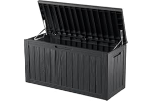 Decksplore 80 Gallon Outdoor Storage Box Waterproof Lockable Resin Deck Box Large, Patio Storage Bin for Pool Accessories Cushion Furniture, Garden Tools, UV-Resistant Outside Delivery Black