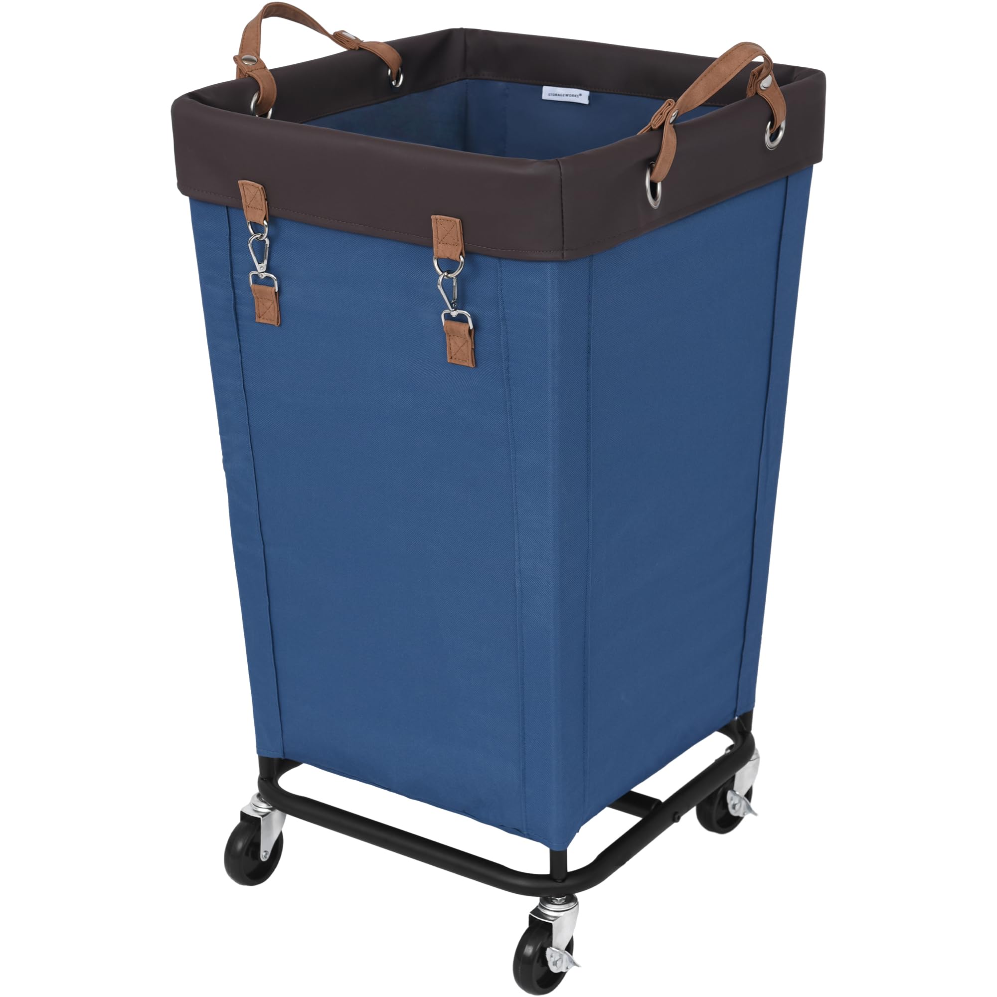 Photo 1 of StorageWorks 160L Laundry Basket with Wheels, Large Rolling Hampers for Clothing Organizer, Dirty Clothes Basket for Hotel, Home, Closet, Dorm, Blue