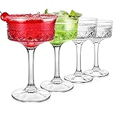 Whisquor 4Pcs Coupe Glasses, 10oz Vintage Martini Glasses Set, Lead-free Crystal Coupe Cocktail Glass, Martini Glassware for Espresso, Champagne, Cosmopolitan, Manhattan