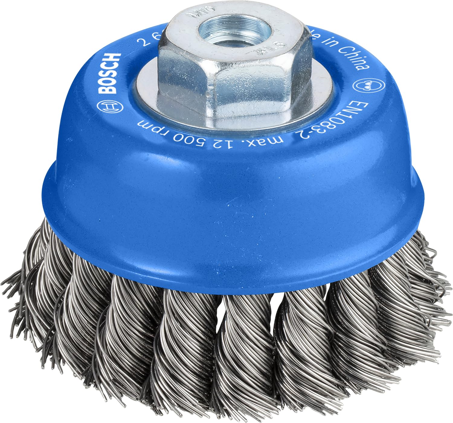 Bosch 2608622063 Cup Brush Knotted Wire 75mm, 0 V, Black/Blue/Silver