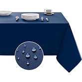 Veblandy Table Cloth Rectangle Waterproof Spill-Proof Wrinkle-Free Tablecloth Washable, Kitchen Dining Tabletop Decoration, Fabric Table Cover for Indoor and Outdoor Use, 52 x 70 Inch, Navy Blue