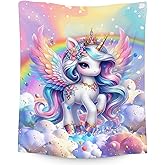 Unicorn Blankets Girls Gifts - 40x50 Inches Cute Throw for Kids - Cozy Soft Fleece Blanket for Couch Bed