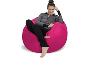 Sofa Sack Bean Bag Chair - Plush, Ultra Soft Memory Foam Bean Bag Chair with Microsuede Cover - Stuffed Foam Filled Furniture and Accessories for Dorm Room - Magenta 3'