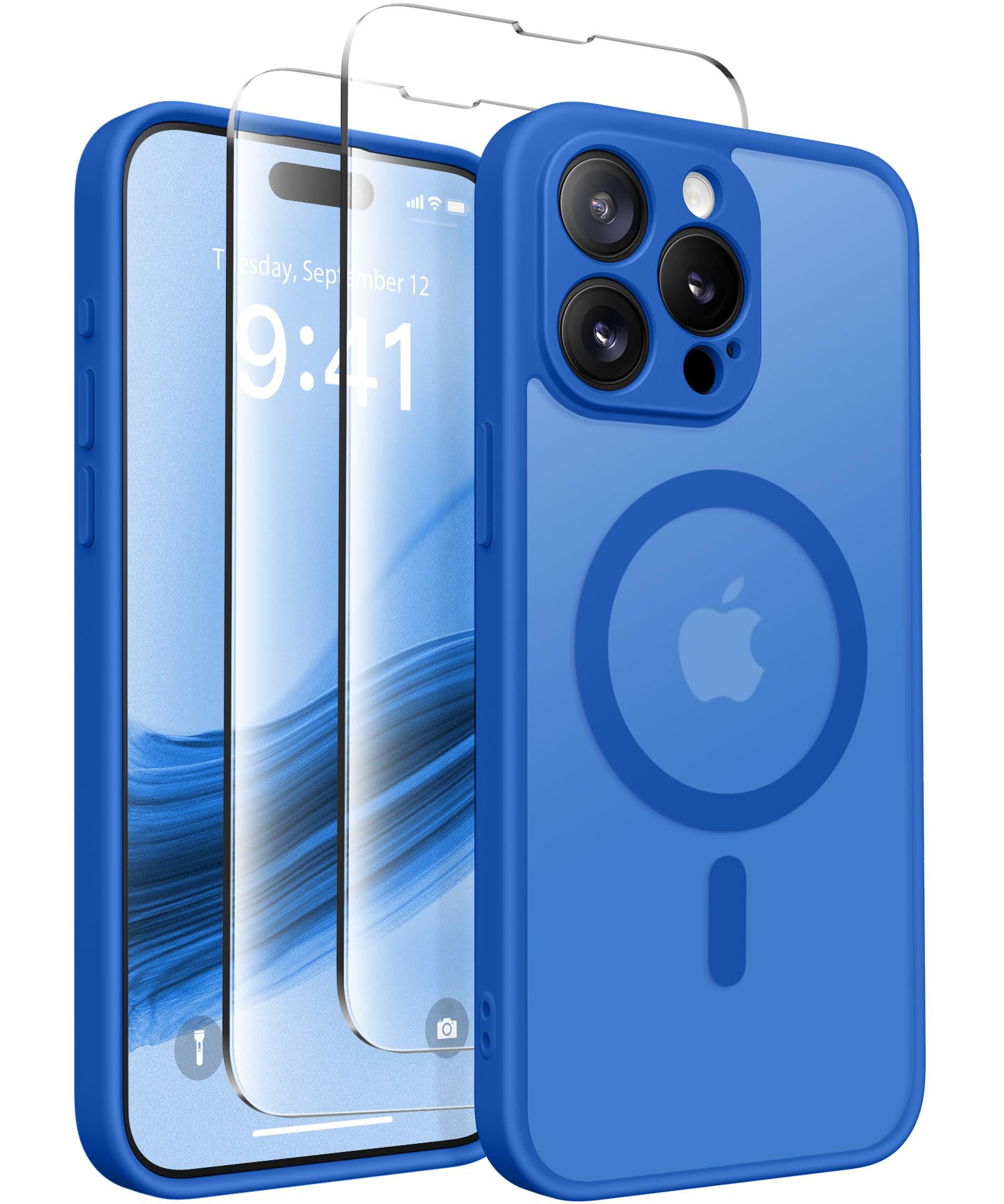 CAPRARO Magnetic for iPhone 15 Pro Max Case, [Compatible with MagSafe] [Full Camera Protection] [14FT Drop Protection] Shockproof Protective Slim Translucent Phone Case, KleinBlue — image 1