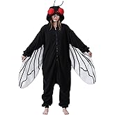 NAMHTOM Adult Black Fly Costume Onesie Fly Bug Pajamas Halloween Costumes Anime Cosplay pajamas for Men Women