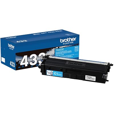 Brother Genuine High Yield Toner Cartridge, TN433C, Replacement Cyan Toner, Page Yield Up to 4,000 Pages, Amazon Dash Replenishment Cartridge, TN433