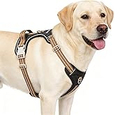 Black Reflective Dog Harness for Large Dogs, No-Pull Front Clip Harness with Padded Chest & Adjustable Straps, Heavy Duty Nylon Harness for Labradors/German Shepherds