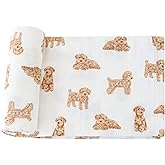 LifeTree Baby Swaddle Blankets Dog, 70% Viscose from Bamboo and 30% Cotton Muslin Swaddle Blankets Boys Girls Swaddling Wrap Receiving Blanket for Newborn, Large 47" x 47", Poodle Puppy