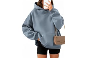 wkwmrpet Women Hoodies Long Sleeve Oversized Hoodie Fleece Lined Sweatshirt Casual Fall Plain Pullover Clothes with Pocket