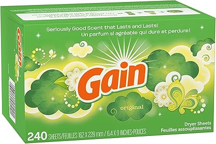 Amazon Com Gain Dryer Sheets Laundry Fabric Softener Original Scent 240 Count Health Personal Care