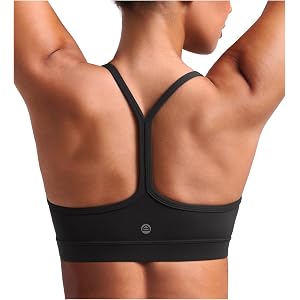 ENERBLOOM Women's Y Back Sports Bras Racerback Padded Spaghetti Thin Strap | Soft stretch,moisture-wicking fabric. Low impact