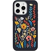 OtterBox iPhone 15 Pro Max Symmetry Series Cactus Leather Embroidery for MagSafe - Enchanted Garden Blue