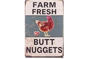 NADOBA Metal Funny Chicken Coop Signs for Outside 8x12 in – Farm House Kitchen Decorations – Rustic Tin Farmhouse Wall Art and Vintage Chicken Decor for Kitchen, Barn & Backyard | Christmas Farm Decorations