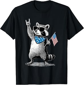 USA Patriotic Raccoon Men Women Kids Funny 4th of July T-Shirt