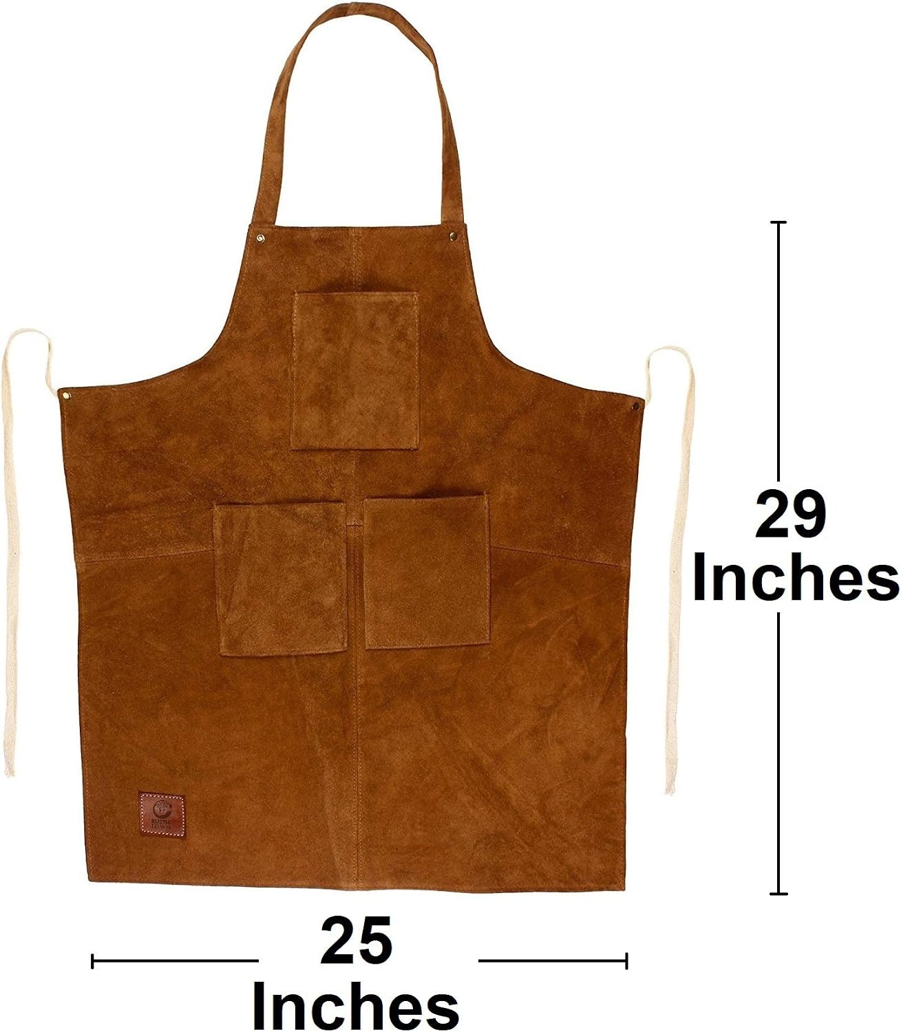 Rustic Town Genuine Leather Grill Work Apron with Tool Pockets ~ Adjustable up to XXL for Men & Women ~ Gift Ideas for Him Her (Tan) - Image 3