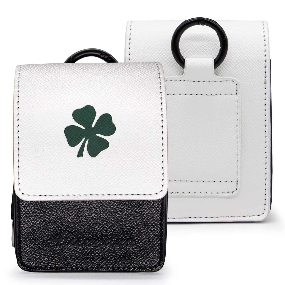 Photo 1 of Golf Rangefinder Case Premium Leather for Bushnell Callaway Universal Range Finder Carry Bag with Tee Holder Belt Clip for Most Brands Rangefinders (Black+White)