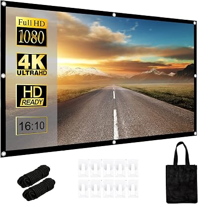 Funvalley Surperfect 100" HD Projector Screen, Portable Double-Sided