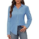 siliteelon Women's Stain Shield Dress Shirts Wrinkle Free Long Sleeve Shirts Solid Work Business Button Down Shirts