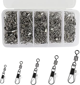 Amazon 耐力 スイベルスナップ 釣りサルカン ローリングスイベル付きスナップ よりもどし コネクター 5サイズ150個セット Shaddock スイベル スナップ